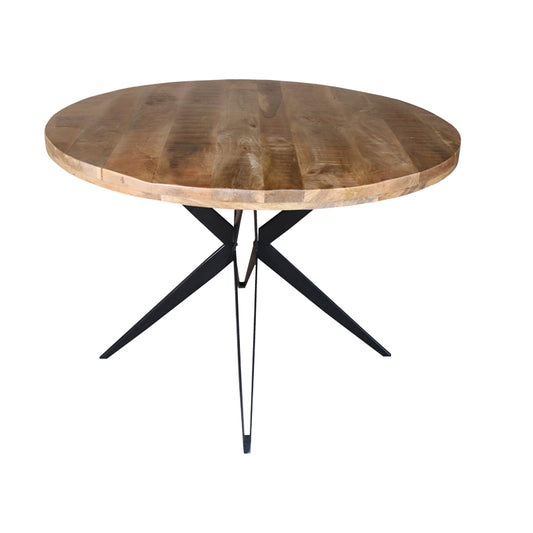 Τραπέζι Bocco pakoworld ξύλο mango φυσικό 3εκ με μαύρα μεταλλικά πόδια Φ120x77εκ - Hippiehome.gr