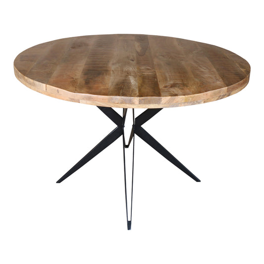 Τραπέζι Bocco Ι pakoworld ξύλο mango φυσικό 3εκ με μαύρα μεταλλικά πόδια Φ150x77εκ - Hippiehome.gr