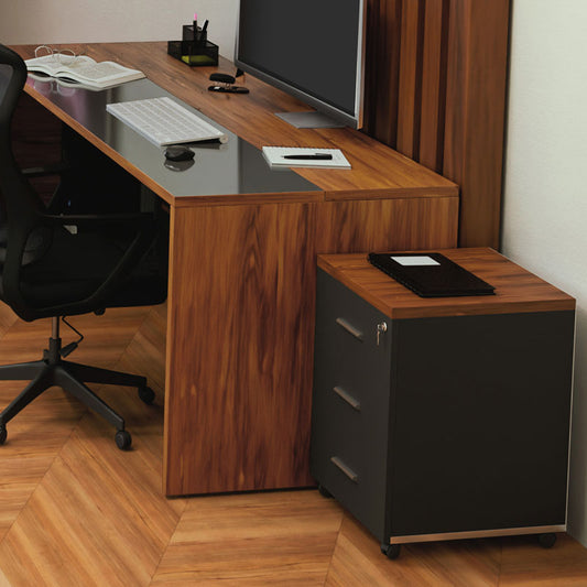 Συρταριέρα επαγγελματική τροχήλατη Oscar pakoworld 3ων συρταριών καρυδί-ανθρακί 40x48x63εκ - Hippiehome.gr