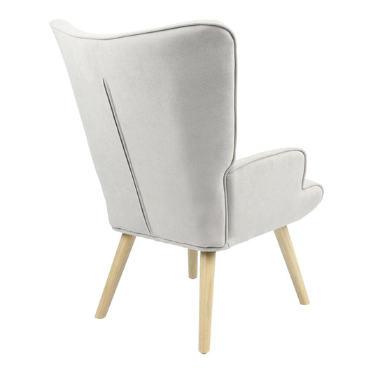 Πολυθρόνα Fluffy pakoworld ύφασμα ανοιχτό γκρι-φυσικό πόδι 75x69x96εκ - Hippiehome.gr