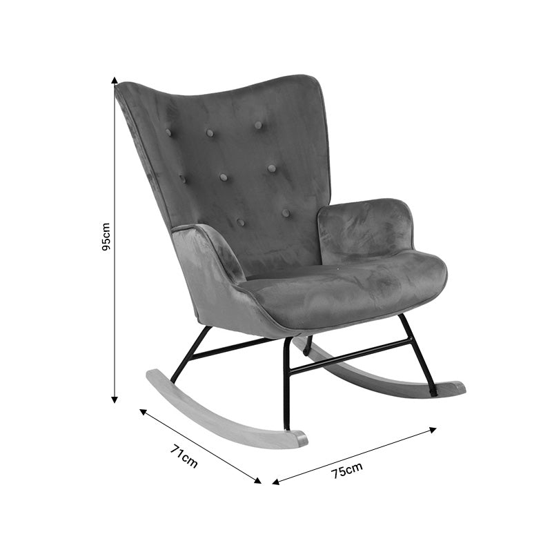 Κουνιστή πολυθρόνα Georgia pakoworld ύφασμα ανθρακί-φυσικό 75x71x95εκ - Hippiehome.gr