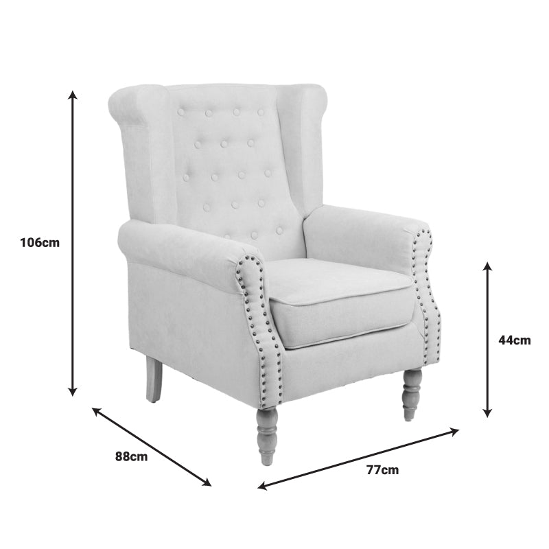 Πολυθρόνα Piore pakoworld μπεζ ύφασμα και πόδι rubberwood σε φυσική απόχρωση 77x80x106εκ - Hippiehome.gr