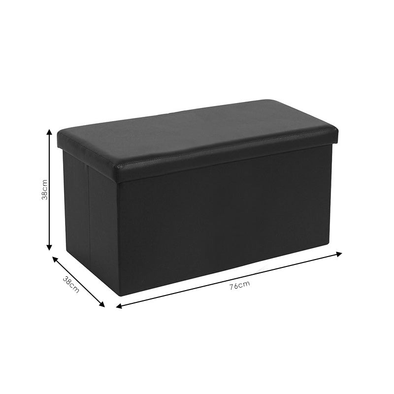 Σκαμπό-μπαούλο Cooperation pakoworld pu μαύρο 76x38x38εκ - Hippiehome.gr