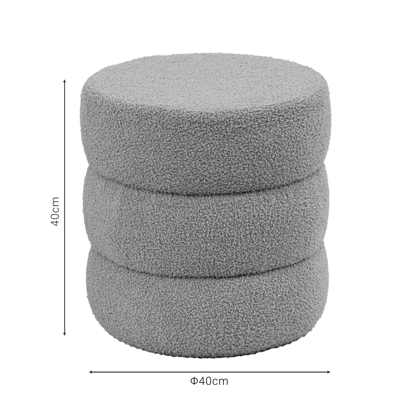 Σκαμπό-πουφ Kioto pakoworld μπουκλέ καφέ Φ40x40εκ - Hippiehome.gr