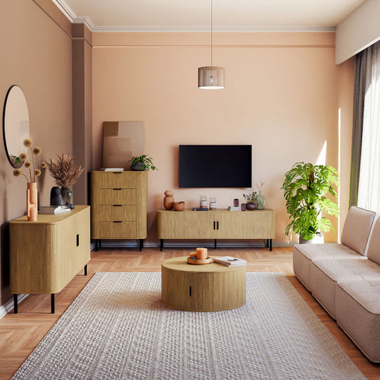 Τραπέζι σαλονιού Scandi pakoworld MDF σε φυσική απόχρωση Φ80x35.5εκ - Hippiehome.gr