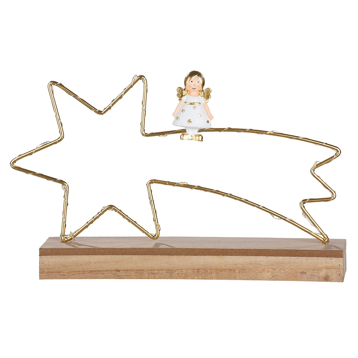 Stand Relief (Led) Shooting Αστέρι Άγγελος Motif Μέταλλο Χρυσό PU 4 27.2X5x16.5cm - Hippiehome.gr