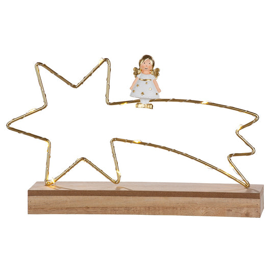 Stand Relief (Led) Shooting Αστέρι Άγγελος Motif Μέταλλο Χρυσό PU 4 27.2X5x16.5cm - Hippiehome.gr