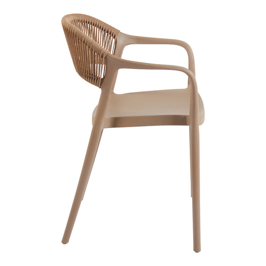 Πολυθρόνα Ankara pakoworld στοιβαζόμενη pp-pe rattan σε μόκα-φυσική απόχρωση 54x55.5x77εκ - Hippiehome.gr