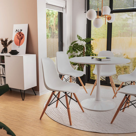 Καρέκλα Julita pakoworld PP λευκό-φυσικό πόδι 46x50x82εκ - Hippiehome.gr