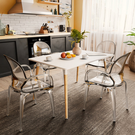 Τραπέζι Natali pakoworld MDF λευκό-πόδια φυσικό 120x80x76εκ - Hippiehome.gr