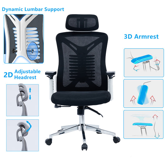 Καρέκλα γραφείου διευθυντή Andrew pakoworld mesh μαύρο-λευκό - Hippiehome.gr