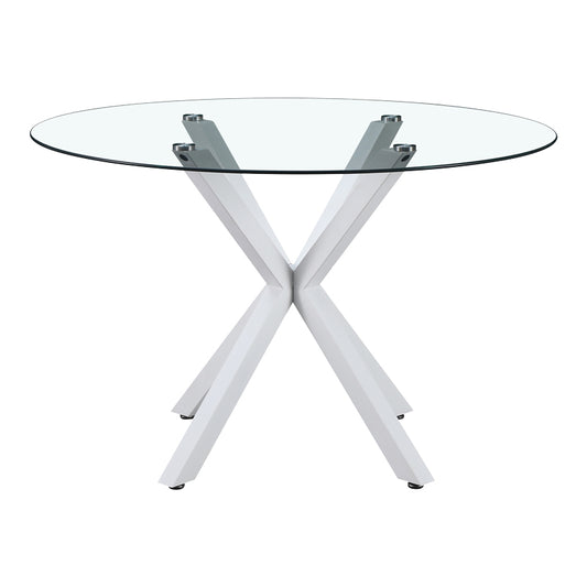 Τραπέζι Tavula pakoworld Γυαλί- Μεταλλικά πόδια σε λευκή απόχρωση Φ120x75εκ - Hippiehome.gr