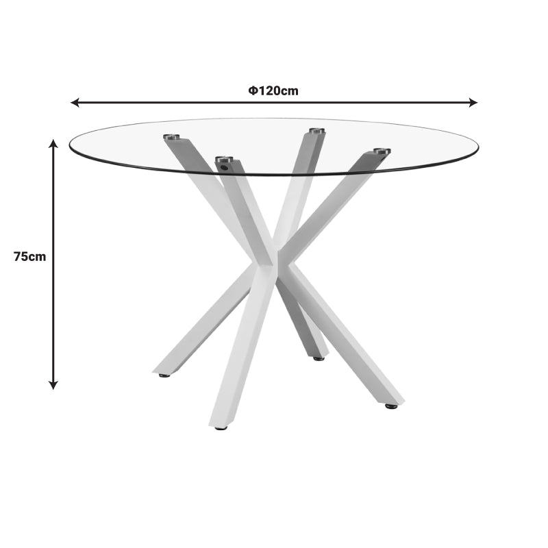 Τραπέζι Tavula pakoworld Γυαλί- Μεταλλικά πόδια σε λευκή απόχρωση Φ120x75εκ - Hippiehome.gr