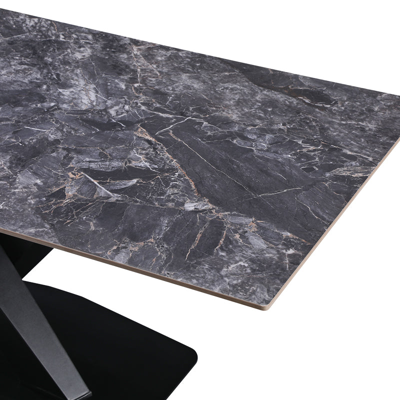 Τραπέζι Tafel pakoworld Sintered stone με μεταλλικά πόδια σε μαύρη απόχρωση 180x90x76εκ - Hippiehome.gr