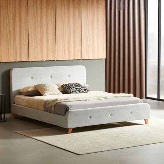 Κρεβάτι διπλό Restel pakoworld ύφασμα γκρι 160x200εκ - Hippiehome.gr