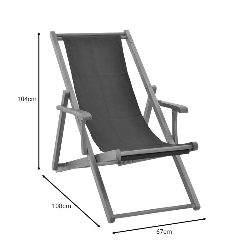 Σεζλόνγκ Xurian pakoworld ξύλο ακακίας φυσικό-πανί pvc μαύρο - Hippiehome.gr