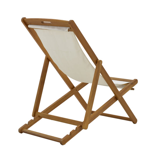 Σεζλόνγκ Franclow pakoworld ξύλο ακακίας φυσικό-πανί pvc λευκό - Hippiehome.gr