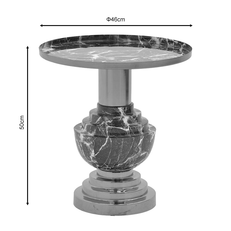 Βοηθητικό τραπέζι Cogent Inart pakoworld μαύρο-χρυσό μέταλλο Φ46x50εκ - Hippiehome.gr