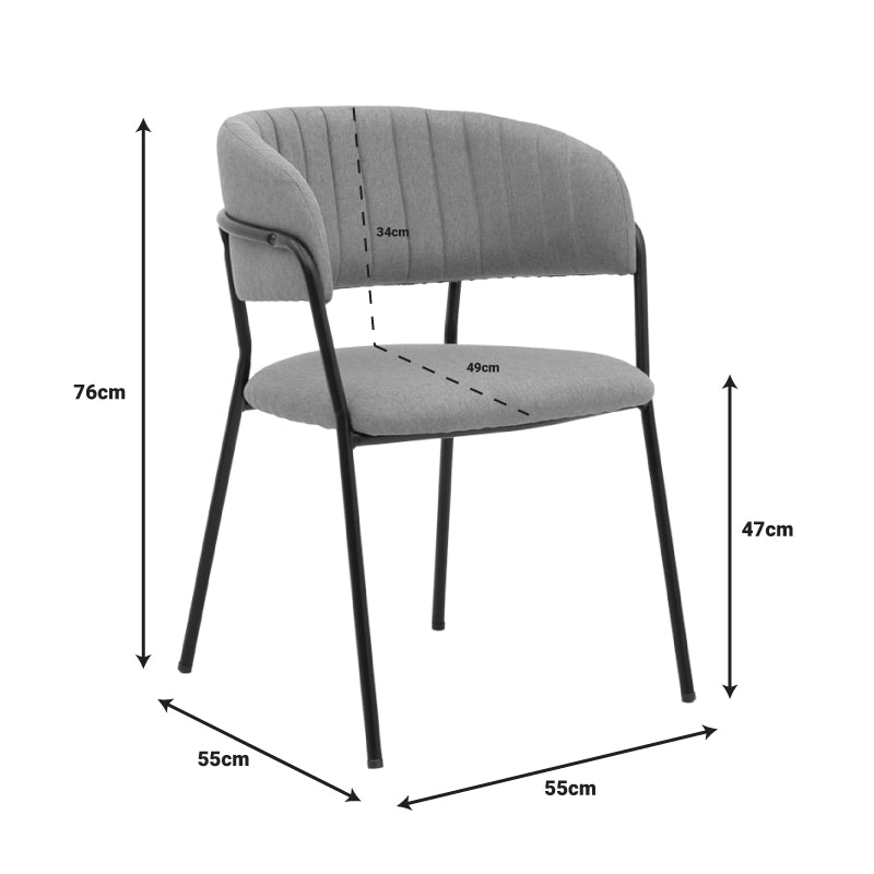 Καρέκλα Morel pakoworld γκρι ύφασμα-πόδι μαύρο μέταλλο 55x55x76εκ - Hippiehome.gr