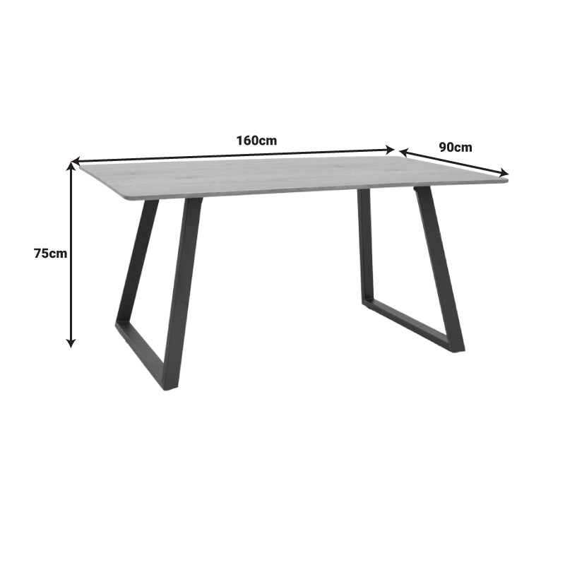 Τραπέζι Winor pakoworld φυσικό mdf-πόδι μαύρο μεταλλικό 160x90x75εκ - Hippiehome.gr