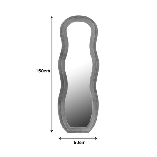 Καθρέπτης Glinde Inart βελούδο σε γκρι απόχρωση 50x3.3x150εκ - Hippiehome.gr