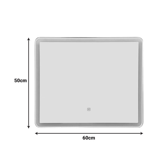 Καθρέπτης Led Quadrou pakoworld pp-αλουμίνιο 60x3x50εκ - Hippiehome.gr