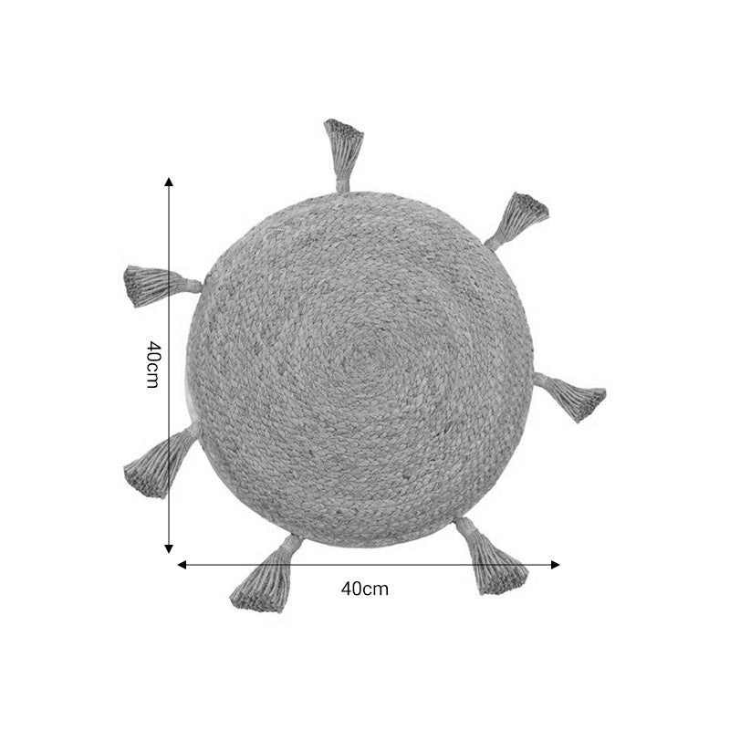 Πουφ Elefon Inart φυσικό-εκρού ύφασμα Φ35x12εκ - Hippiehome.gr