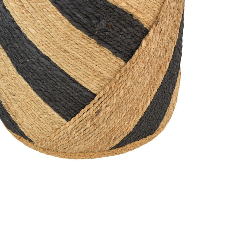 Σκαμπό Relous Inart φυσικό-μαύρο 100% γιούτα Φ37x39εκ - Hippiehome.gr