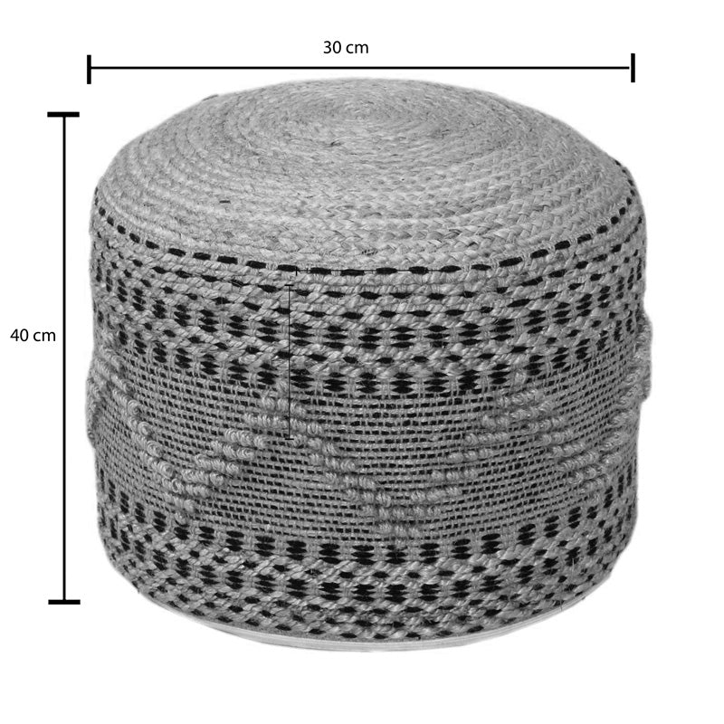 Σκαμπό-πουφ Βangku Inart γιούτα-βαμβάκι σε φυσική απόχρωση Φ45x30εκ - Hippiehome.gr