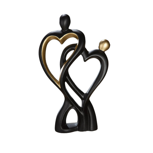 Διακοσμητικό ArteLibre Ζευγάρι Καρδιές Μαύρο Κεραμικό 18x9x28cm - Hippiehome.gr