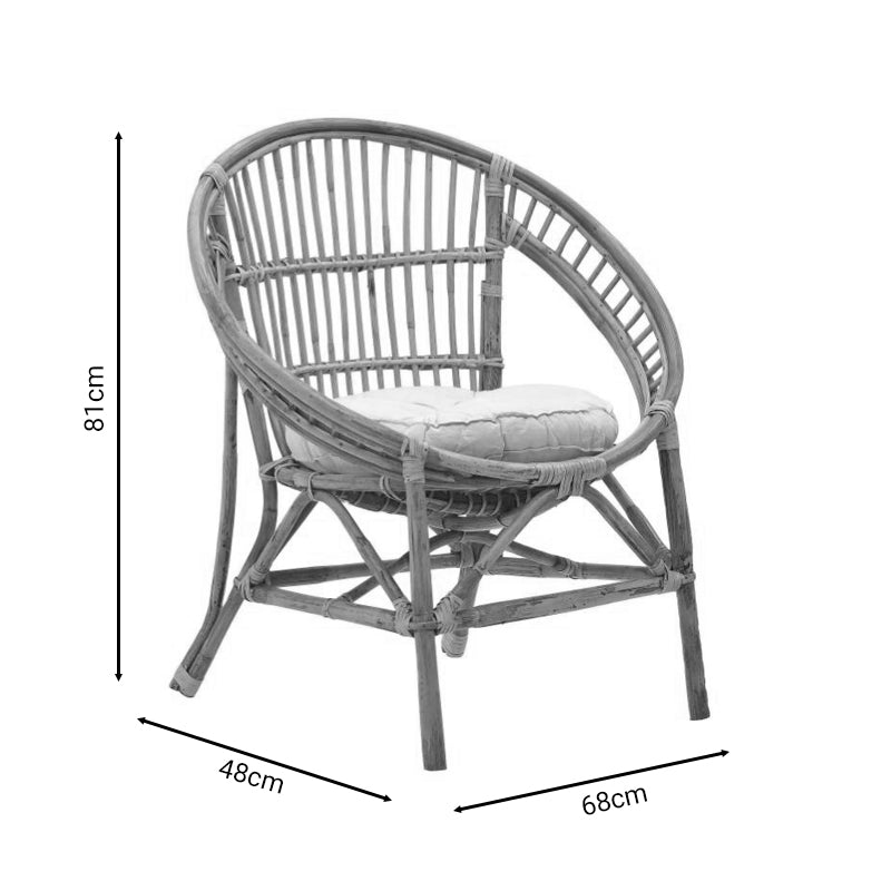 Πολυθρόνα Blore Inart φυσικό ξύλο με μαξιλάρι 70x58x81εκ - Hippiehome.gr