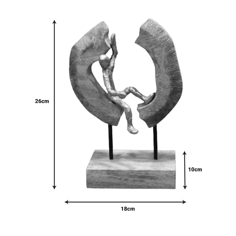 Επιτραπέζιο διακοσμητικό Vualo Inart φυσικό μάνγκο ξύλο-αλουμίνιο 18x10x26εκ - Hippiehome.gr
