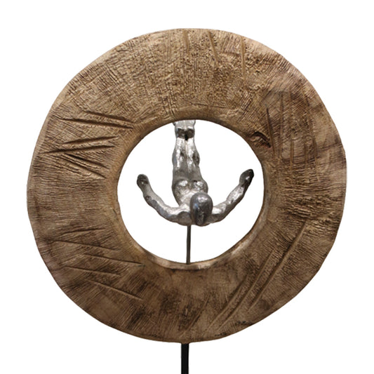 Επιτραπέζιο διακοσμητικό Manny Inart φυσικό μάνγο ξύλο-αλουμίνιο 31x18x50εκ - Hippiehome.gr