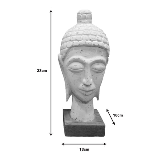 Προτομή κεφαλή βούδα Wevi Inart λευκό μάνγκο ξύλο 13x10x33εκ - Hippiehome.gr