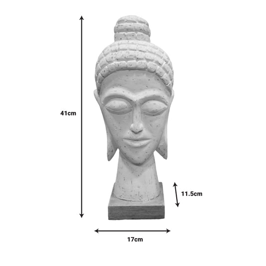 Προτομή κεφαλή βούδα Wevi Inart λευκό μάνγκο ξύλο 17x11.5x41εκ - Hippiehome.gr