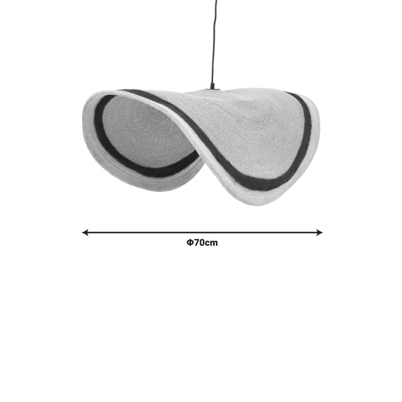 Φωτιστικό οροφής Hatchie Inart φυσικό-μαύρο-λευκό ψάθα-μέταλλο Φ70x123εκ - Hippiehome.gr