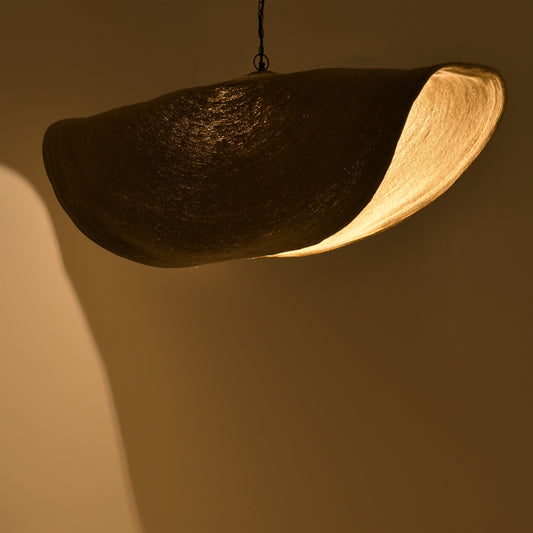 Φωτιστικό οροφής Klark Inart φυσικό ψάθα-μέταλλο Φ120x144εκ - Hippiehome.gr