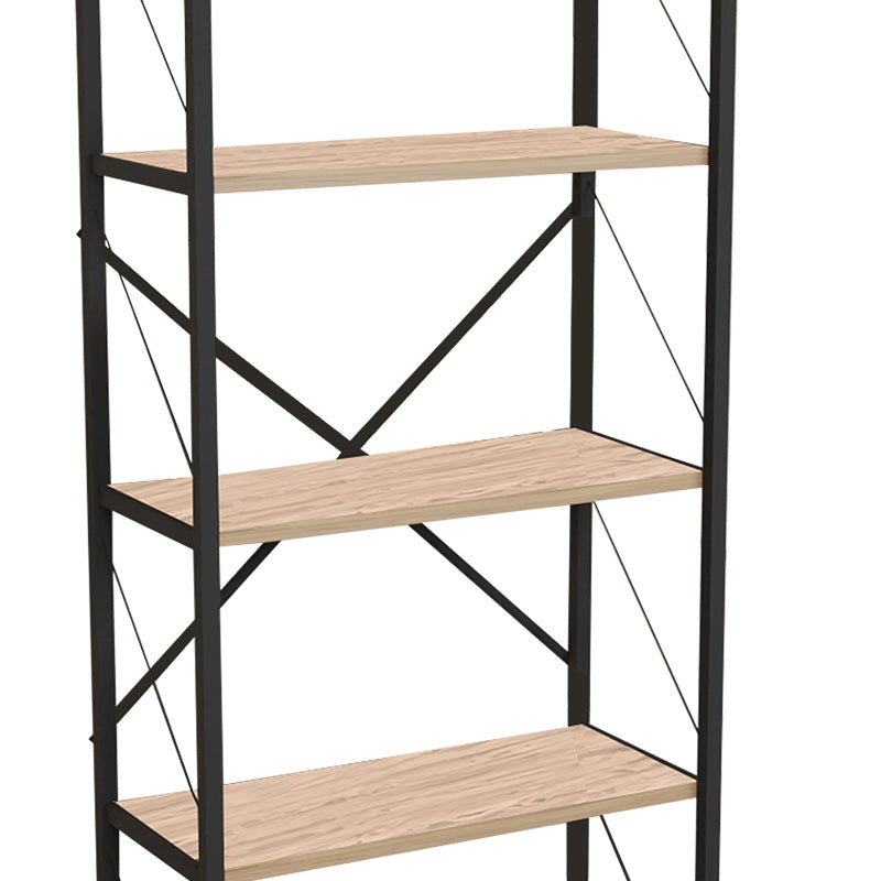 Βιβλιοθήκη Draizy pakoworld oak μελαμίνης-μαύρο μέταλλο 63x30x150εκ - Hippiehome.gr