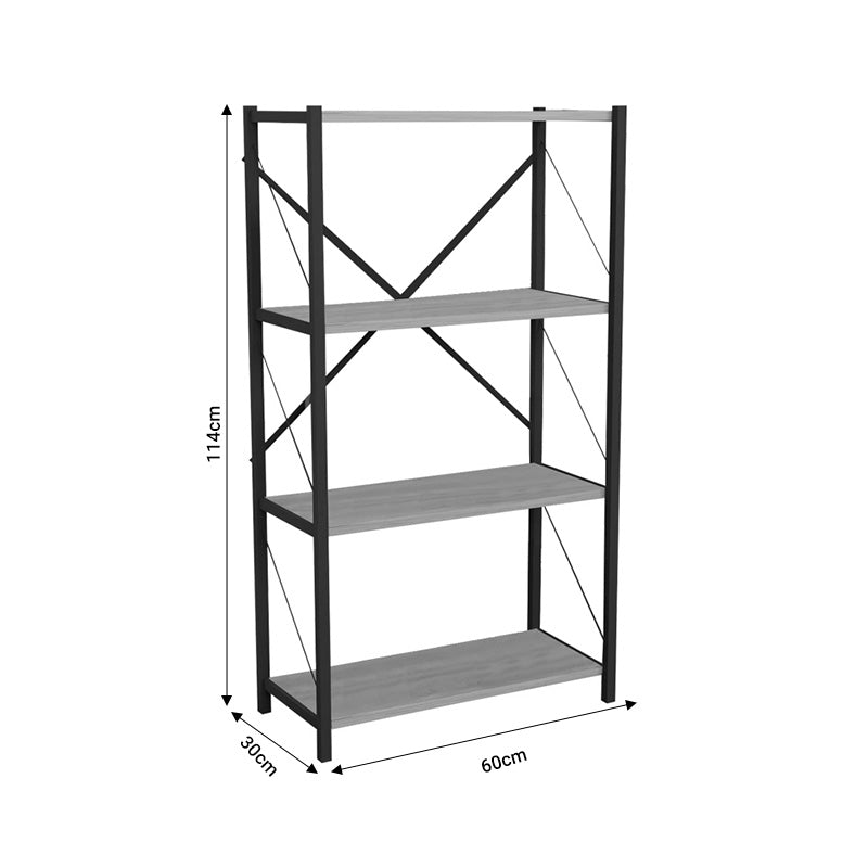 Βιβλιοθήκη Jackrey pakoworld oak μελαμίνης-μαύρο μέταλλο 63x30x114εκ - Hippiehome.gr