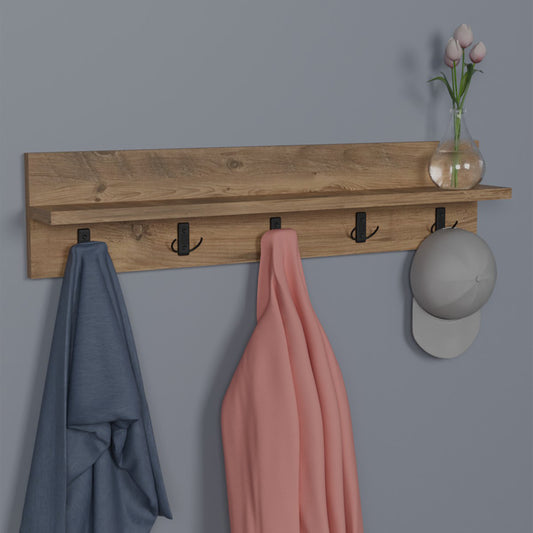 Κρεμάστρα τοίχου Esform pakoworld oak μελαμίνης 80x11x18εκ - Hippiehome.gr