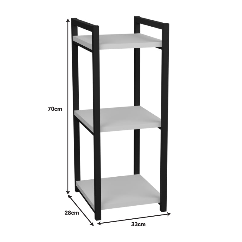 Επιδαπέδια ραφιέρα Harvey pakoworld μαύρο μέταλλο και μελαμίνη σε λευκή απόχρωση 33x28x70εκ - Hippiehome.gr