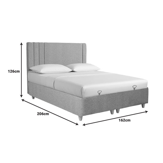 Κρεβάτι με αποθηκευτικό χώρο Lineo pakoworld μπουκλέ σε μπεζ απόχρωση 160x200εκ - Hippiehome.gr