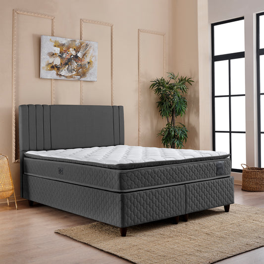 Κρεβάτι με αποθηκευτικό χώρο Lineo pakoworld μπουκλέ σε ανθρακί απόχρωση 160x200εκ - Hippiehome.gr