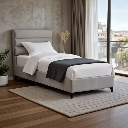 Κρεβάτι Limit pakoworld ύφασμα σε γκρι απόχρωση 120x200εκ - Hippiehome.gr