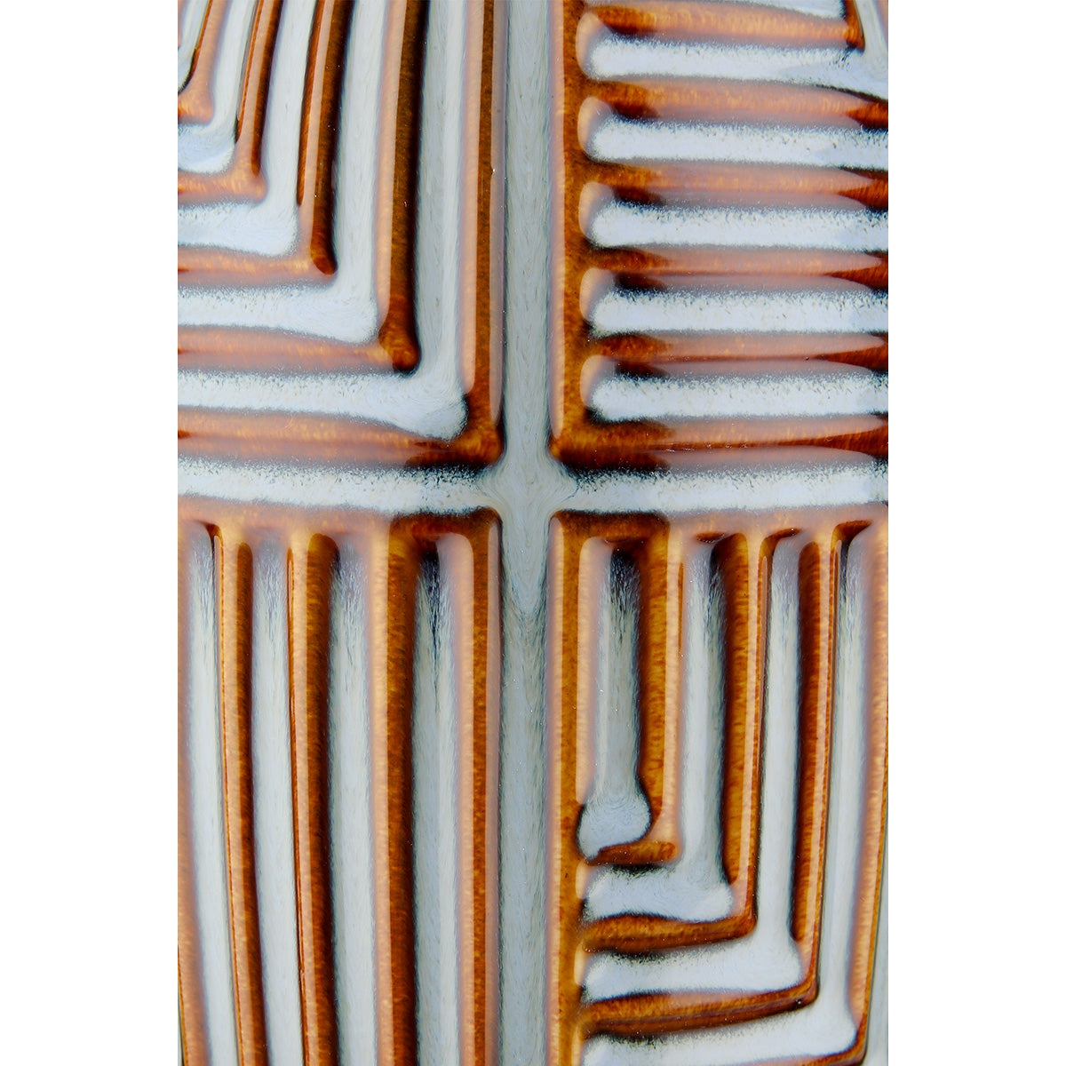 Βάζο Bulbous "Batista" Striped Κεραμικό Μπλε Brown PU H. 20 cm D. 15 cm - Hippiehome.gr