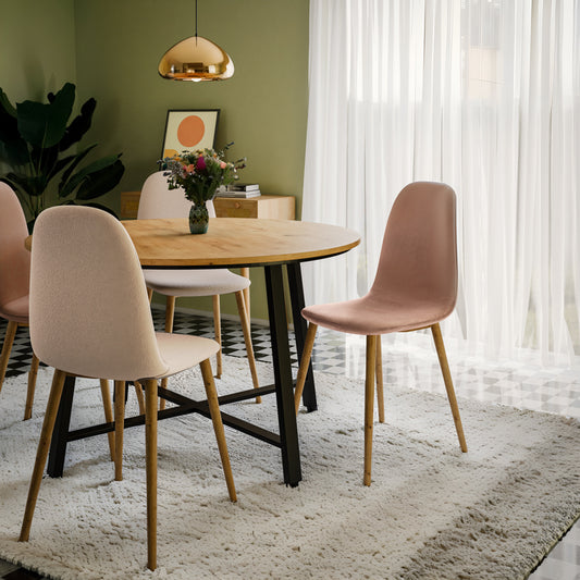 Καρέκλα Bella pakoworld σάπιο μήλο βελούδο-πόδι φυσικό μέταλλο 43x52x88εκ - Hippiehome.gr