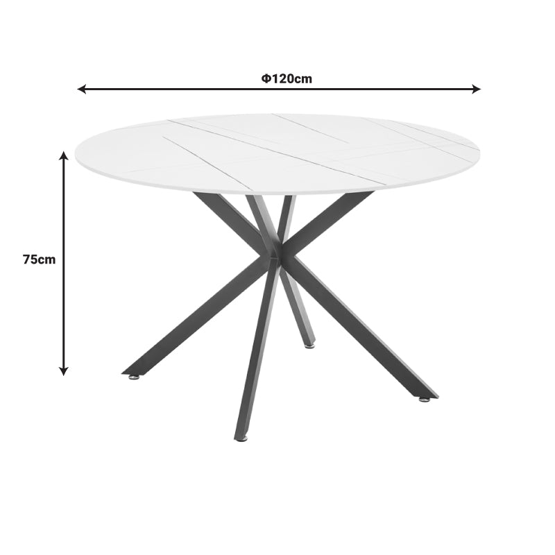 Τραπεζαρία Vivian-Stoyen pakoworld 5τεμ μπεζ βελούδο - λευκό μαρμάρου Φ120x75εκ - Hippiehome.gr