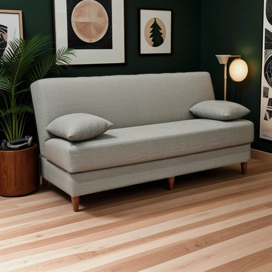 Καναπές-κρεβάτι με αποθηκευτικό χώρο τριθέσιος Romina pakoworld ανοιχτό γκρι ύφασμα 190x75x85εκ - Hippiehome.gr