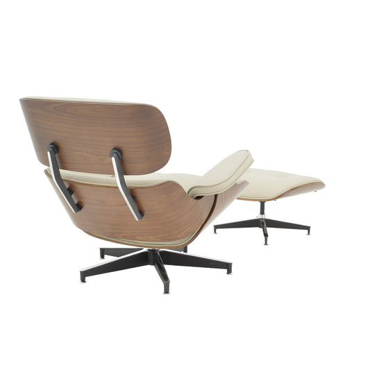 Πολυθρόνα-υποπόδιο relax Jenna pakoworld μπεζ pu- plywood καρυδί-βάση χρωμίου 82x92x82εκ - Hippiehome.gr