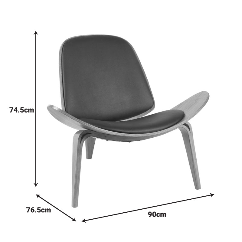 Πολυθρόνα Vilma pakoworld PU μαύρο- plywood καρυδί 90x76.5x74.5εκ - Hippiehome.gr